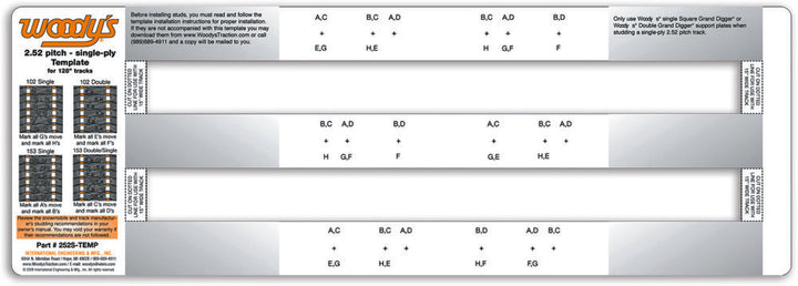 WOODYS 252S Studding Template
