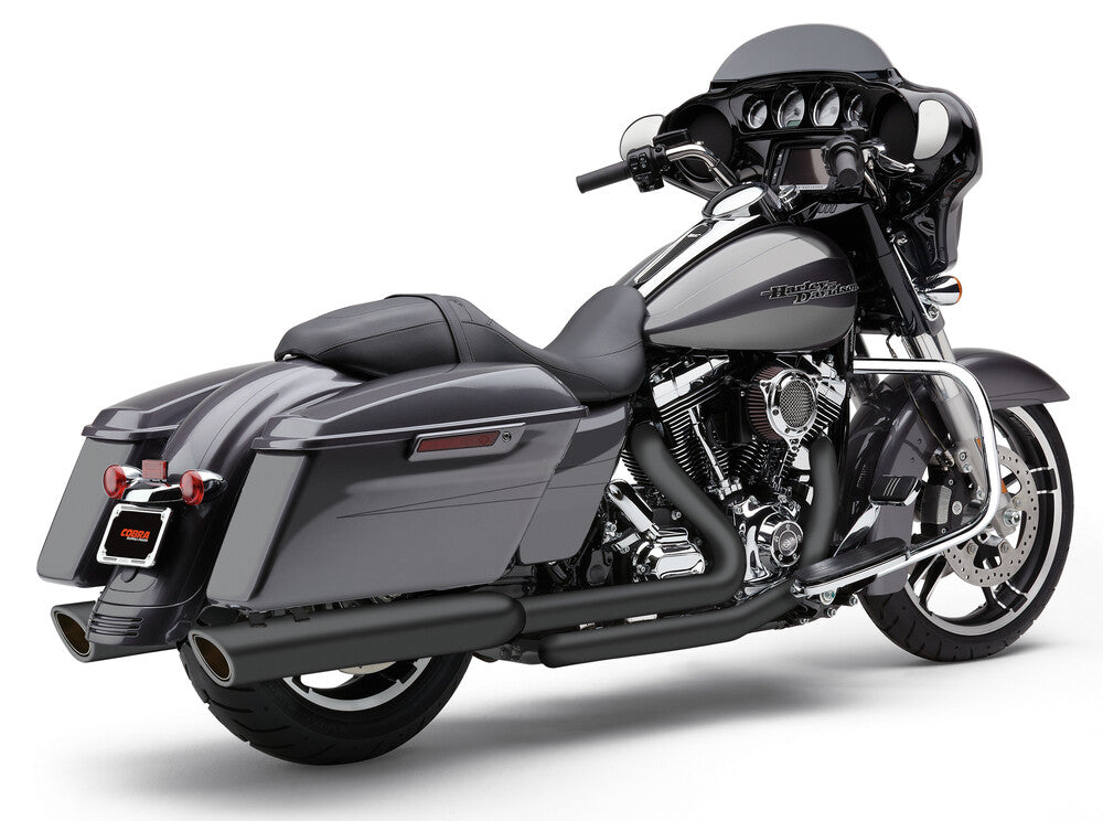 COBRA 909-TWINS 4" SLIP-ONS BLACK FLH/FLT 17-22
